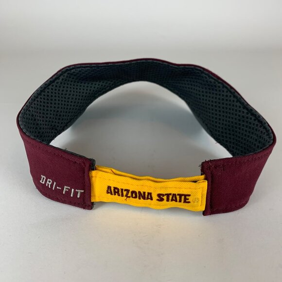 Arizona State Sun Devils NCAA Maroon Gold Nike Dri Fit Strapback Visor - Picture 3 of 4
